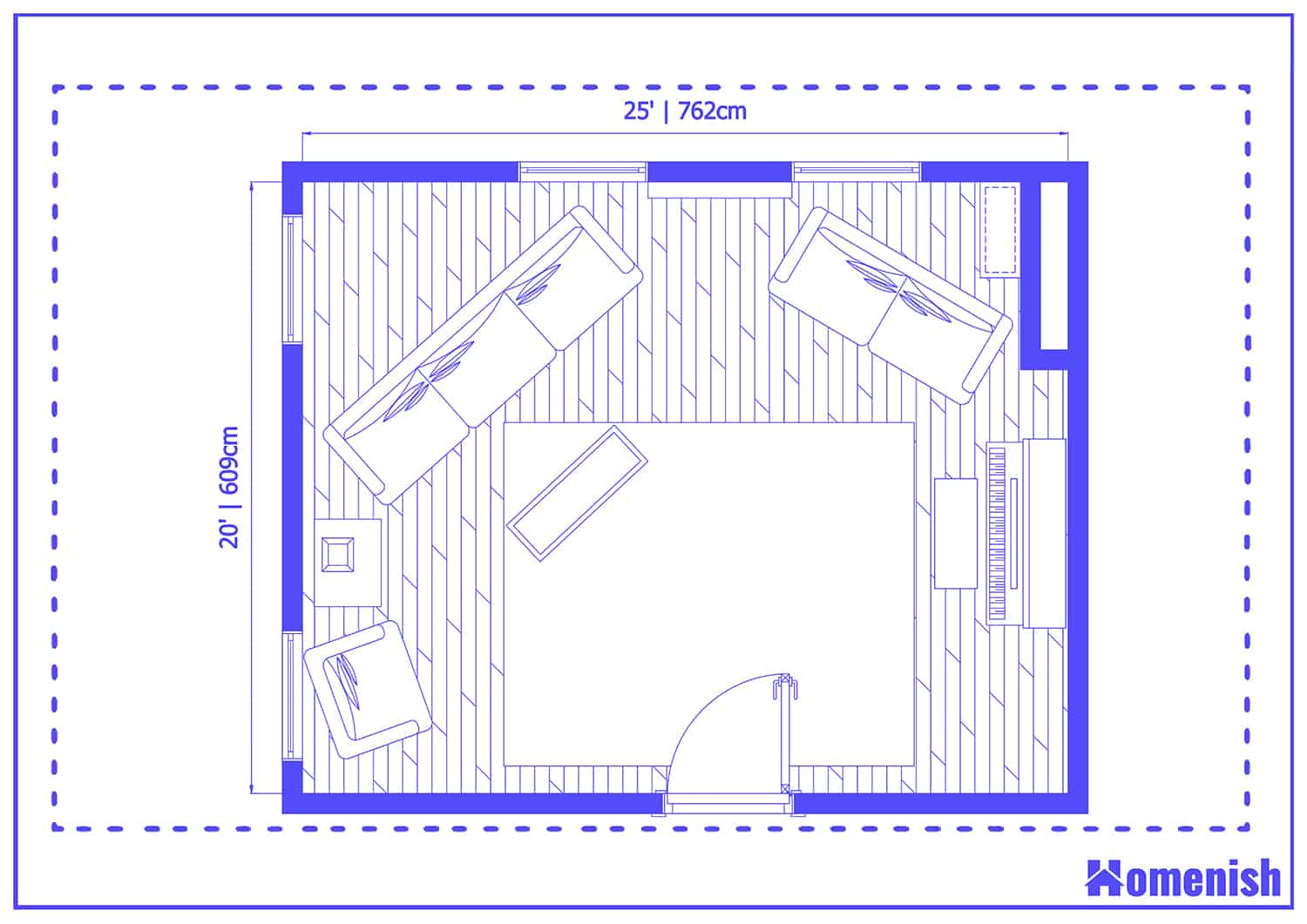 25 X 25 Living Room Layout