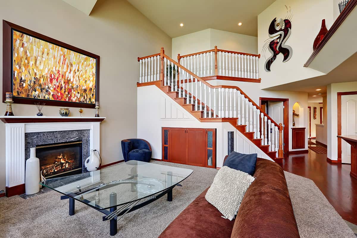 Living Room with Vaulted Ceiling