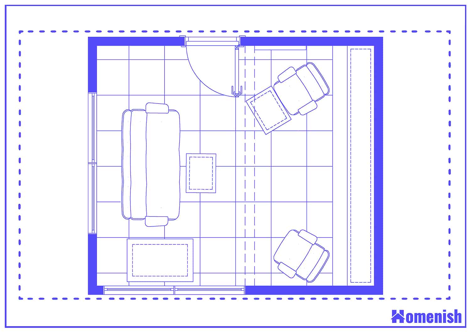 Recliner Chair in Small Living Room Floor Plan