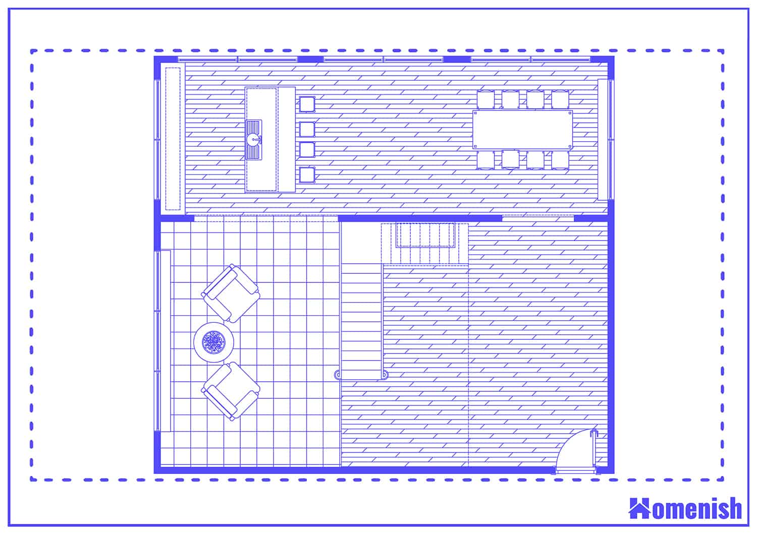 Spacious Living Room with Split Stairs Floor Plan