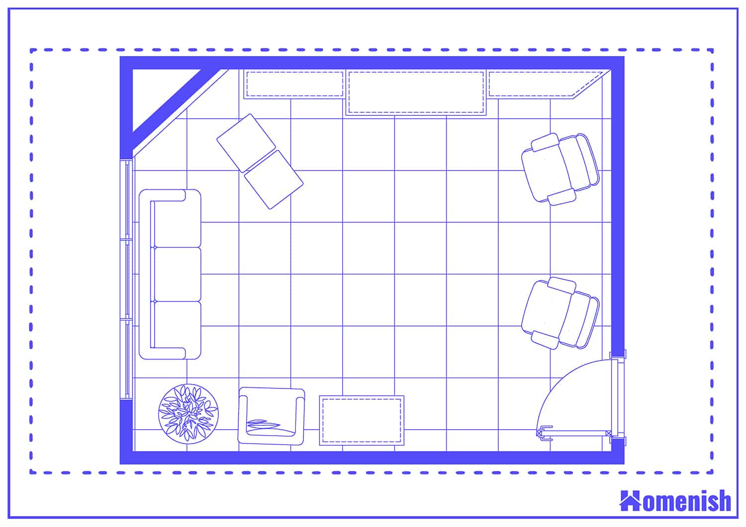 Spacious Lounge with Recliners Floor Plan