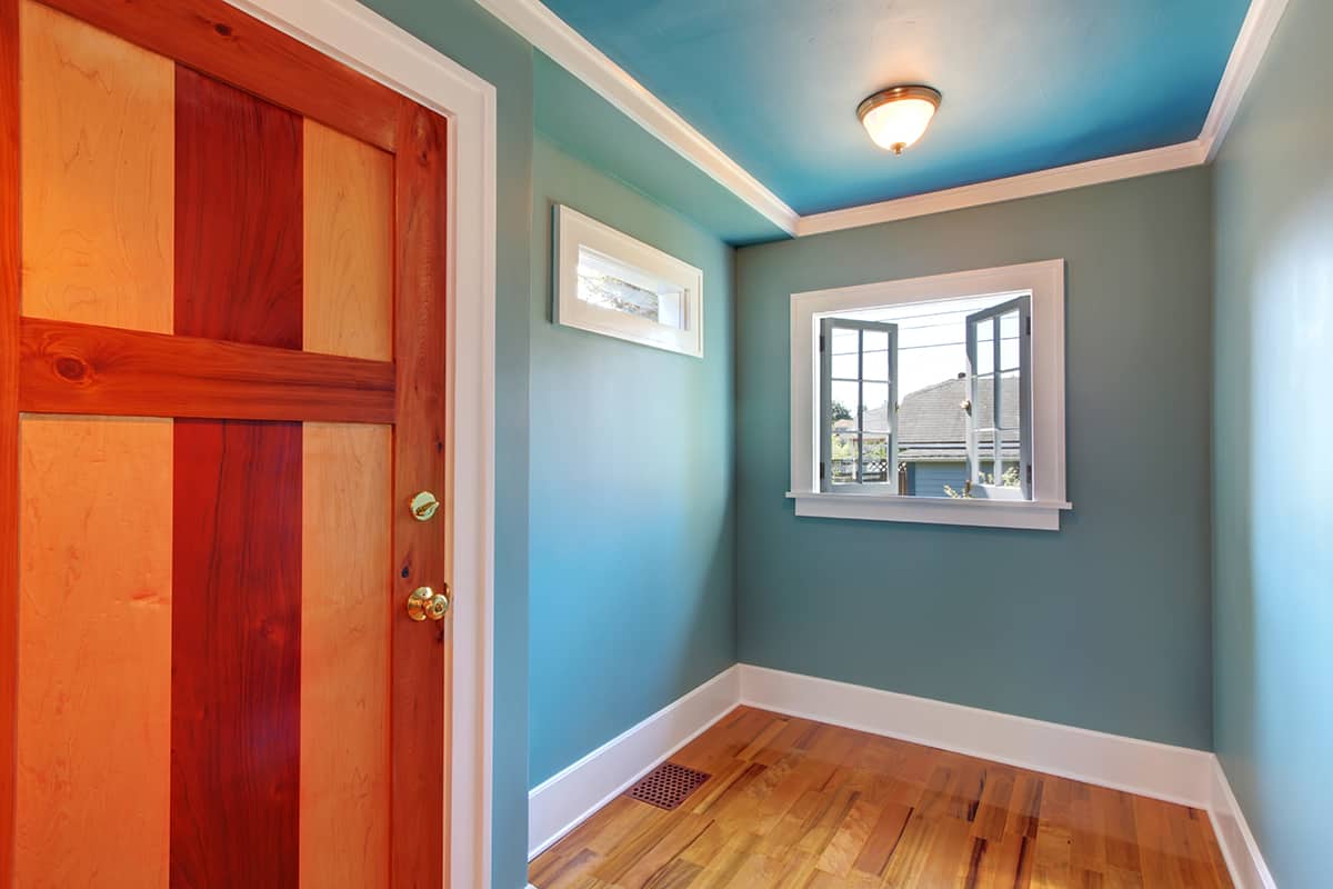 Torquoise Ceiling with Light Blue Walls