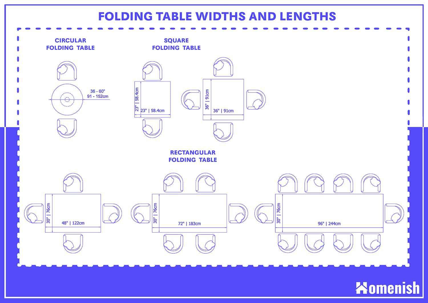 Folding Table Dimensions And Guidelines with 3 Drawings Homenish