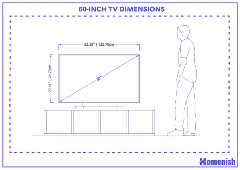 60-Inch TV Dimensions and Guidelines (with 3 Drawings) - Homenish