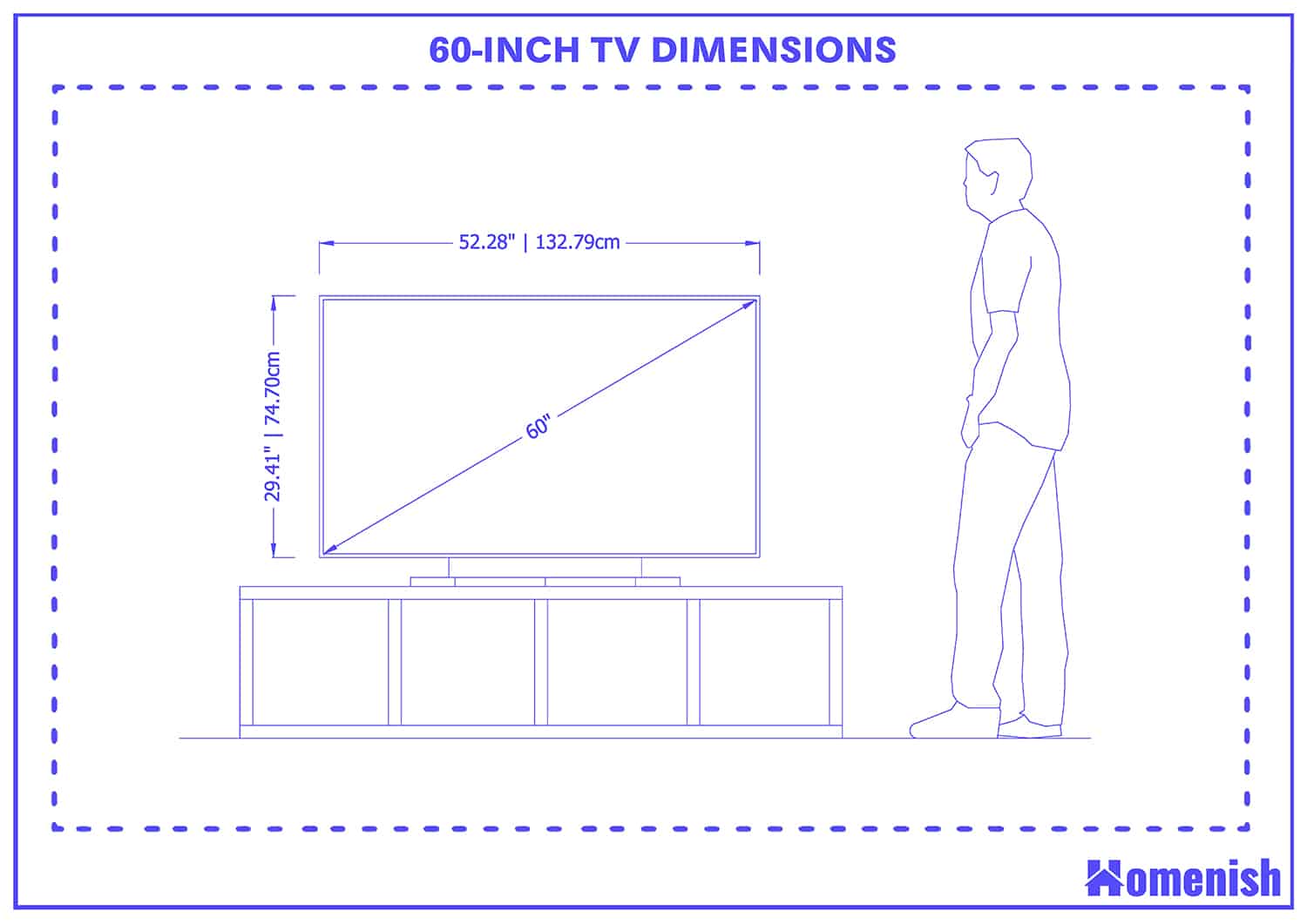 42 tv dimensions in cm