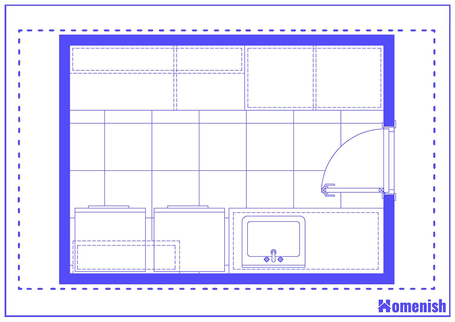 Galley Laundry Room and Back Door Layout