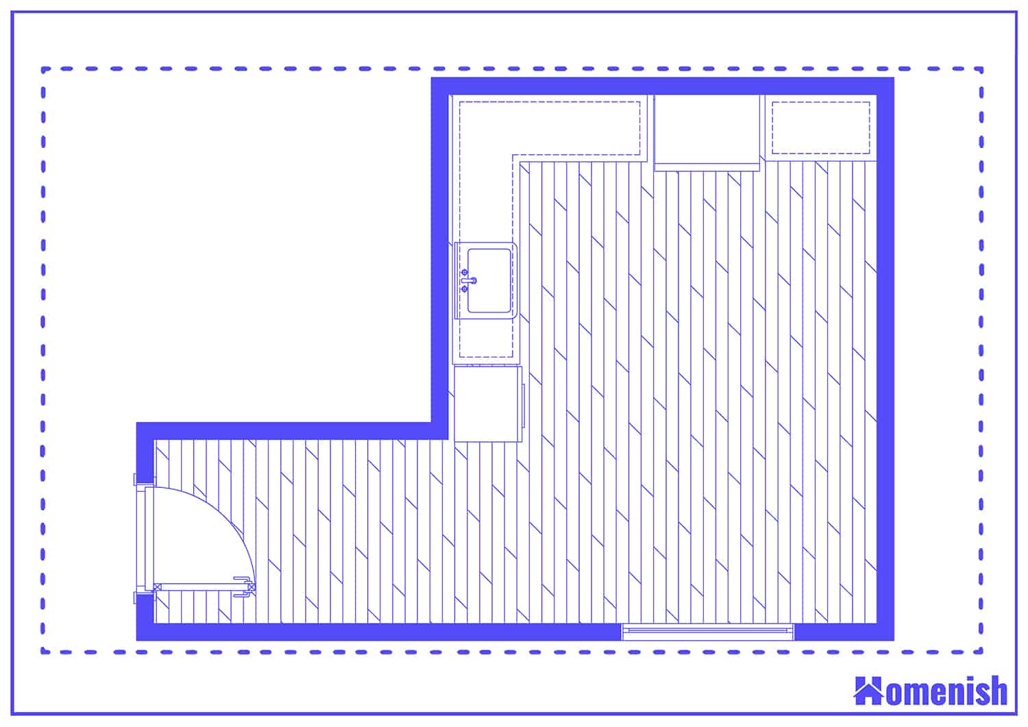 Kitchen with Laundry Area Layout