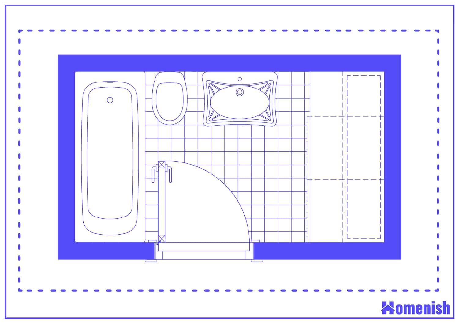 Large Bathroom and Laundry Room Layout Floor Plan