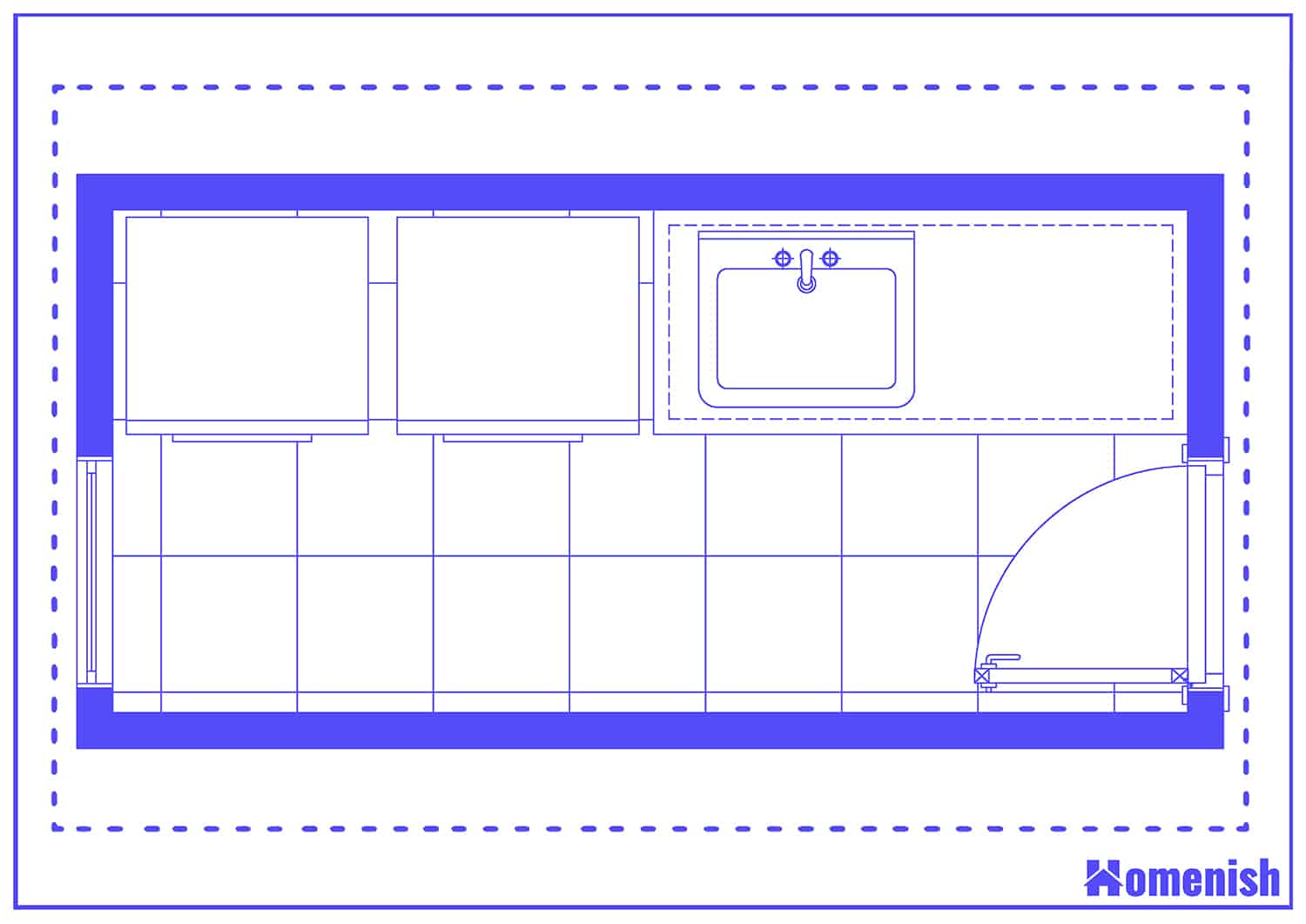 Long Laundry Room with Sink Layout