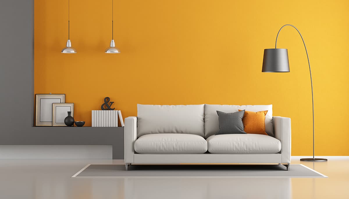 Orange Wall with Light Gray Floor