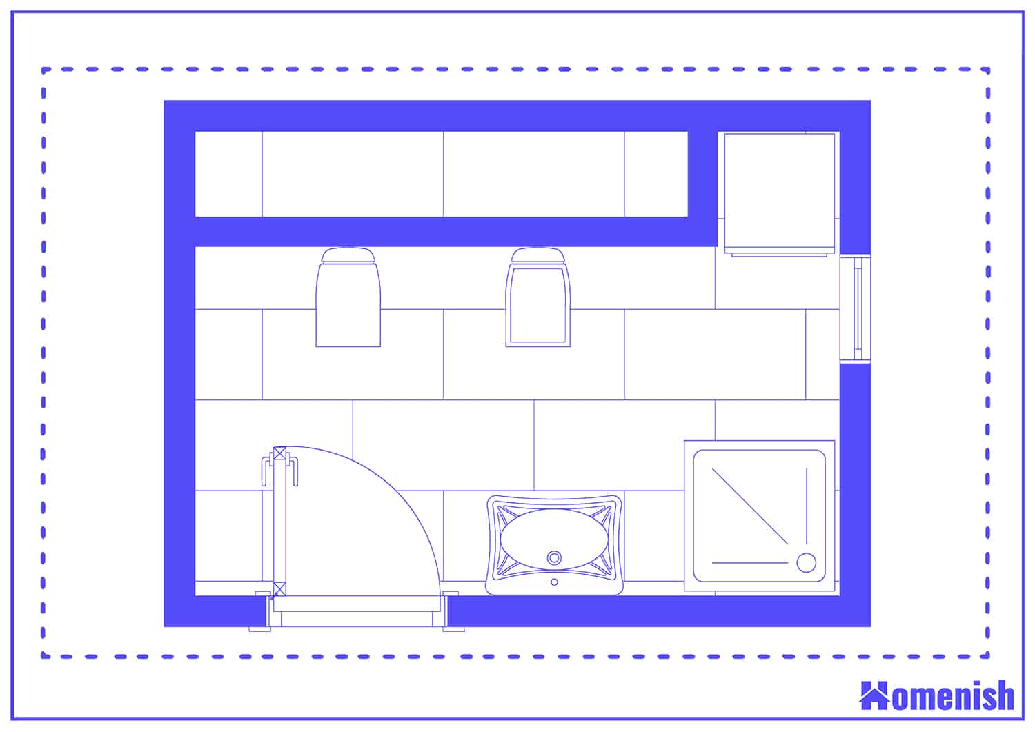 Spacious Shower and Laundry Area Floor Plan