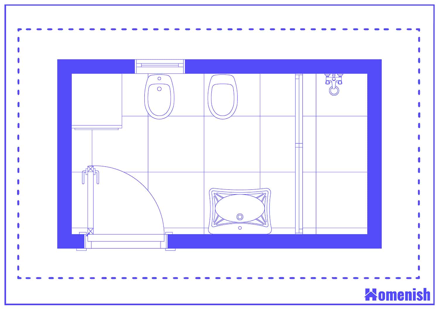 Stylish Shower and Laundry Room Floor Plan