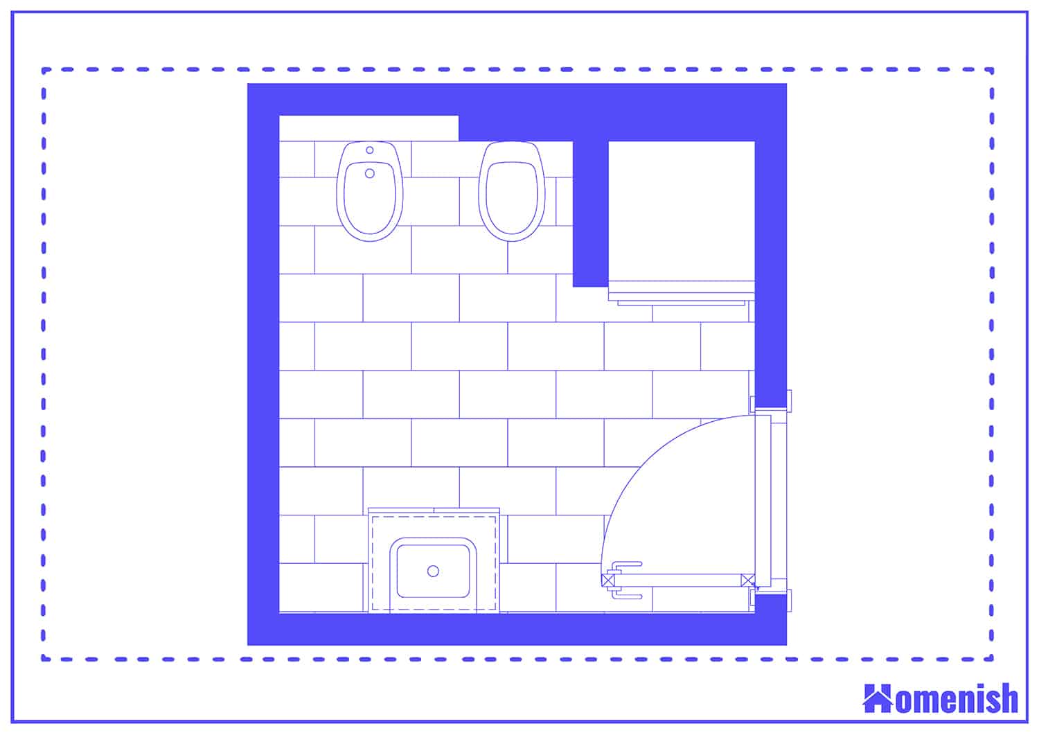 Washroom and Laundry Room Combo Floor Plan