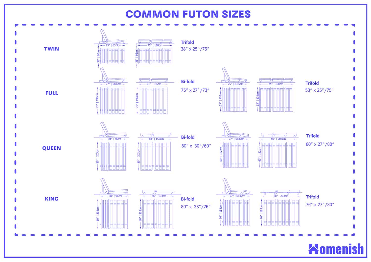 Common Futon Sizes