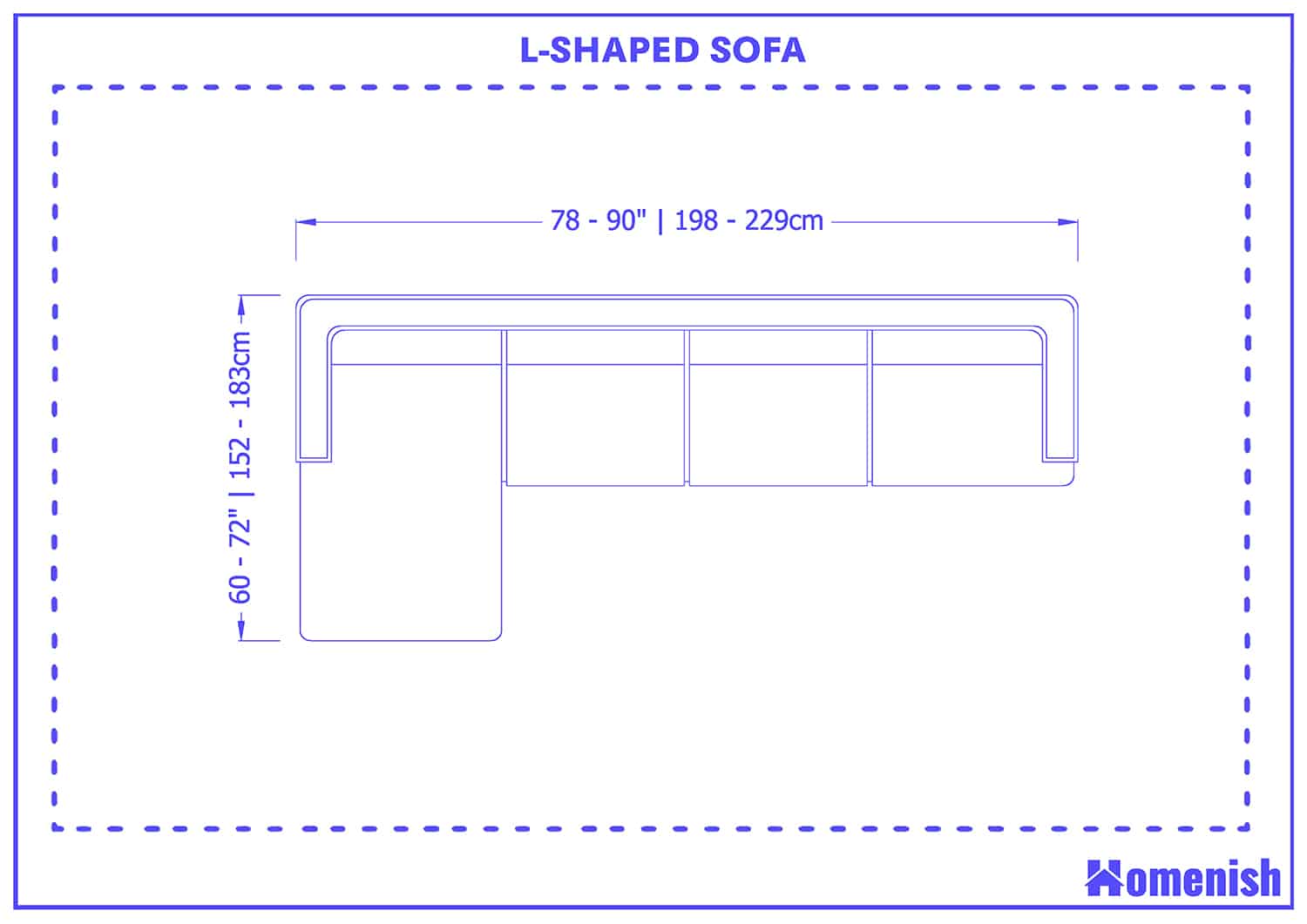 L-shaped sofa Size