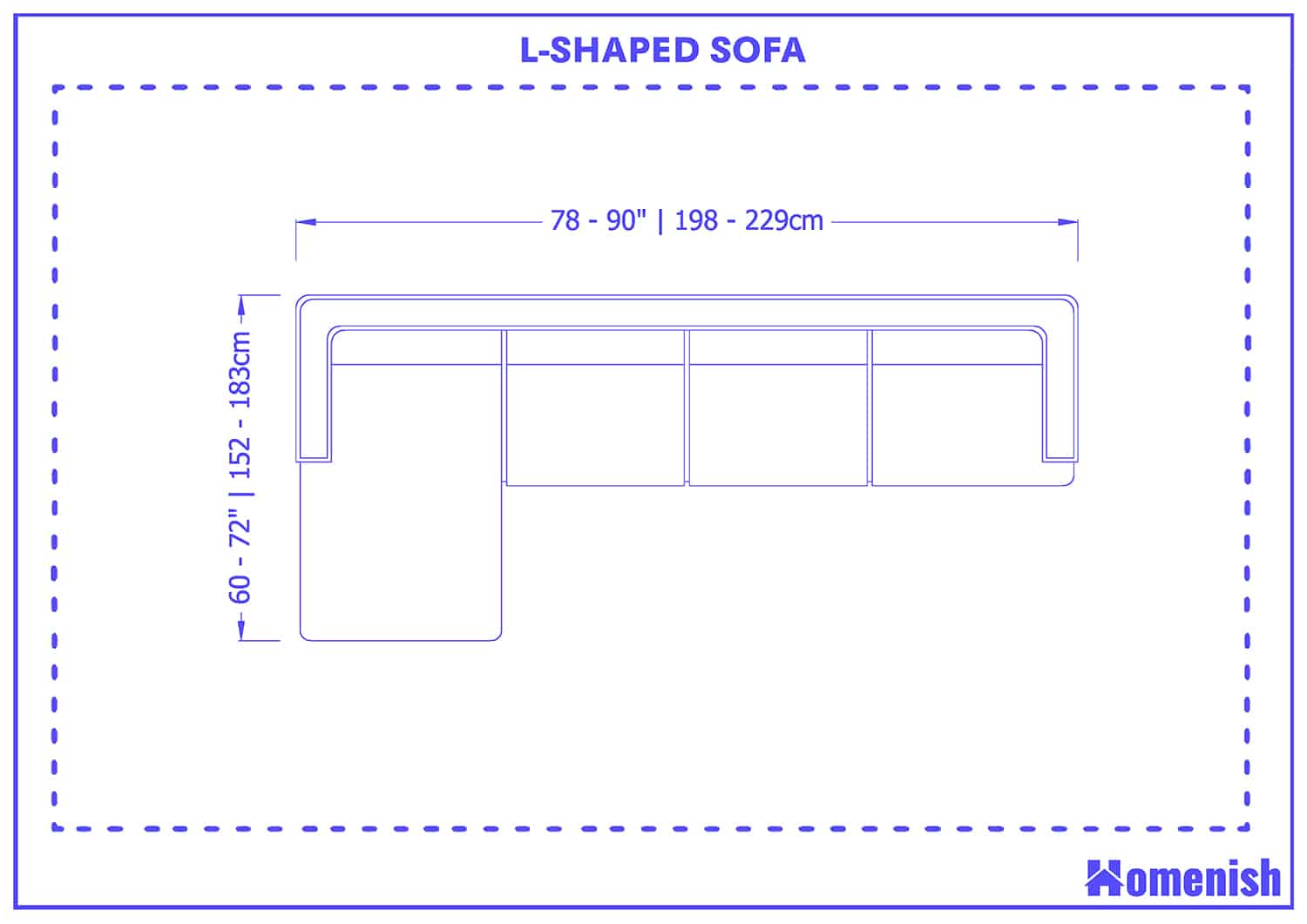 L Shaped Sofa Size 