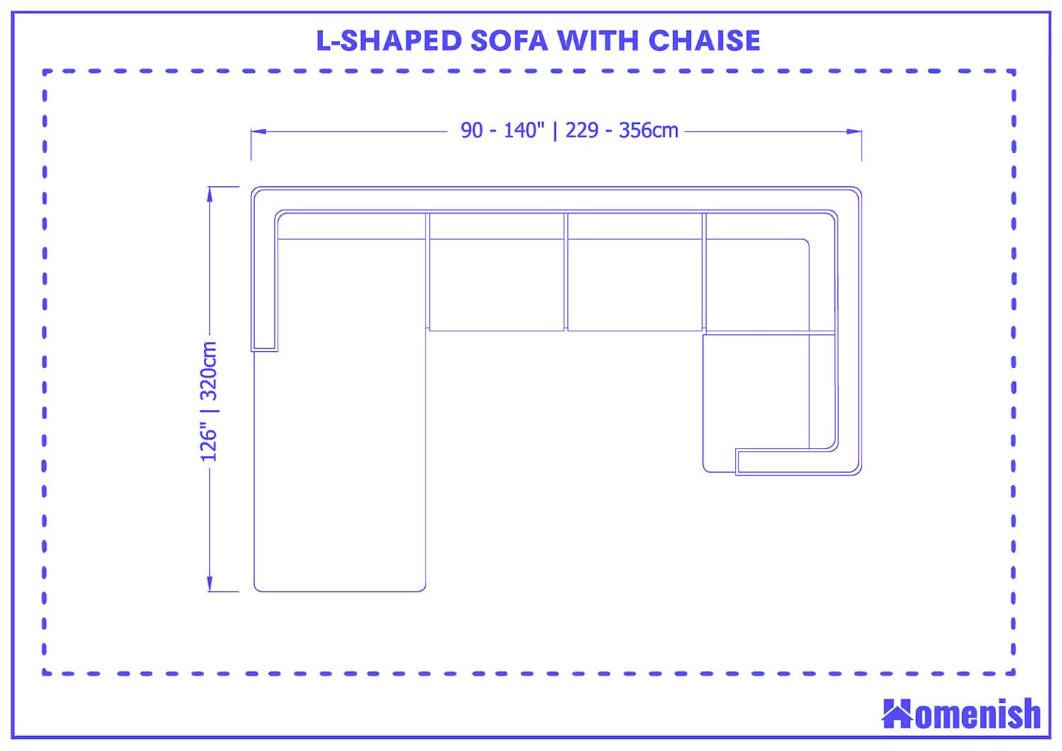 L-shaped sofa with chaise size