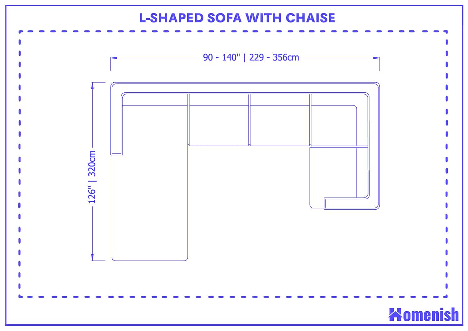 L-shaped sofa with chaise size