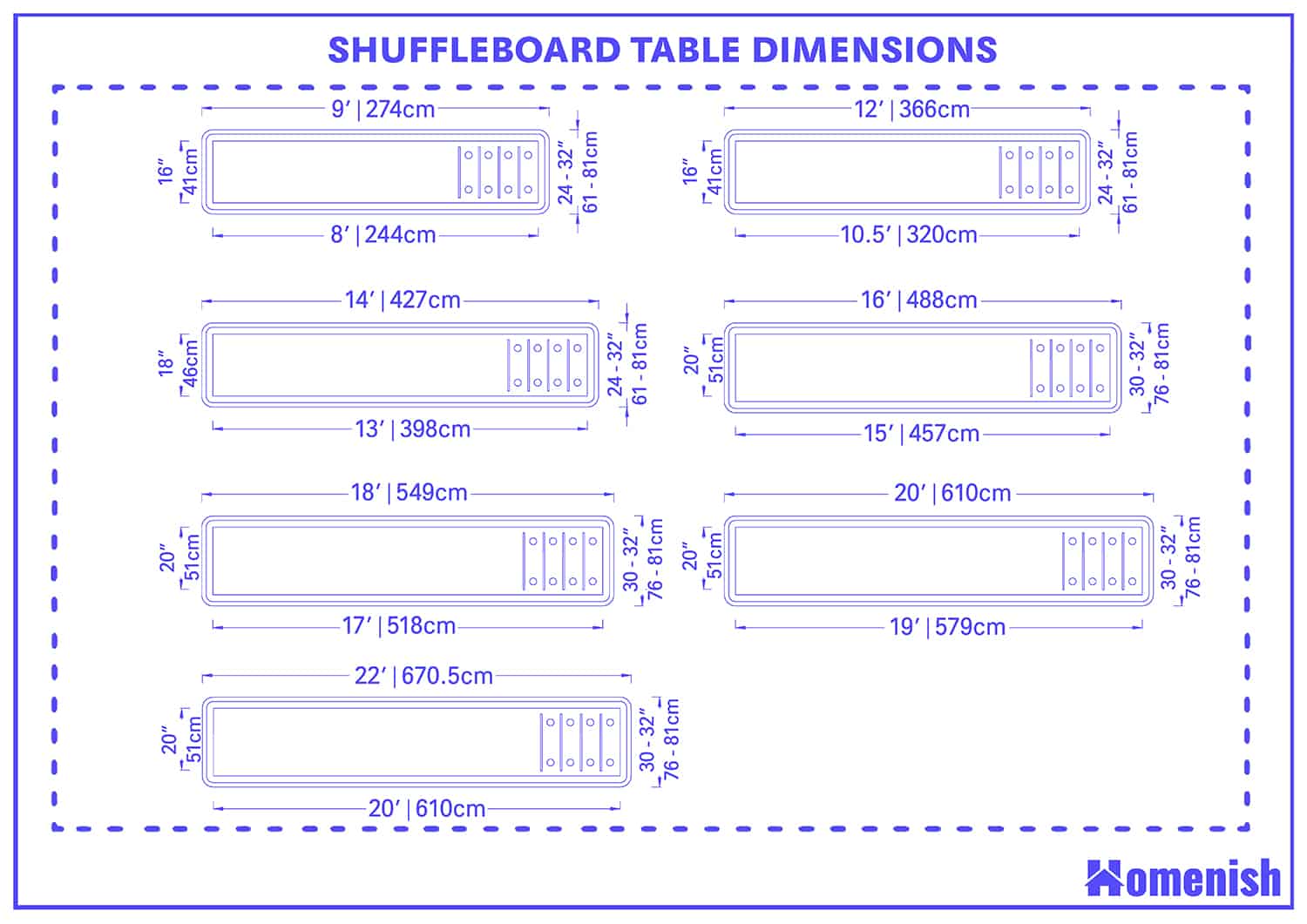 Shuffleboard Table Dimensions