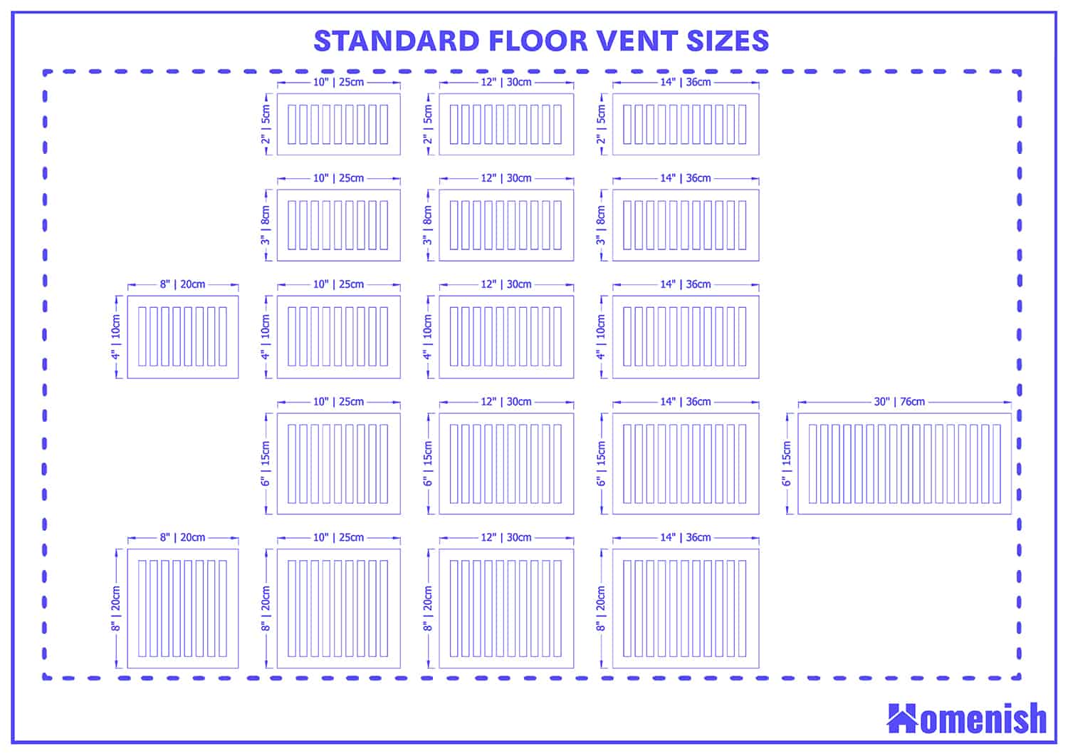 Standard Floor Vent Sizes with Drawing Homenish