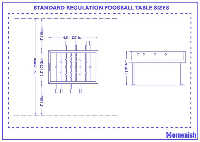 Standard Foosball Table Sizes (with 3 Drawings) Homenish