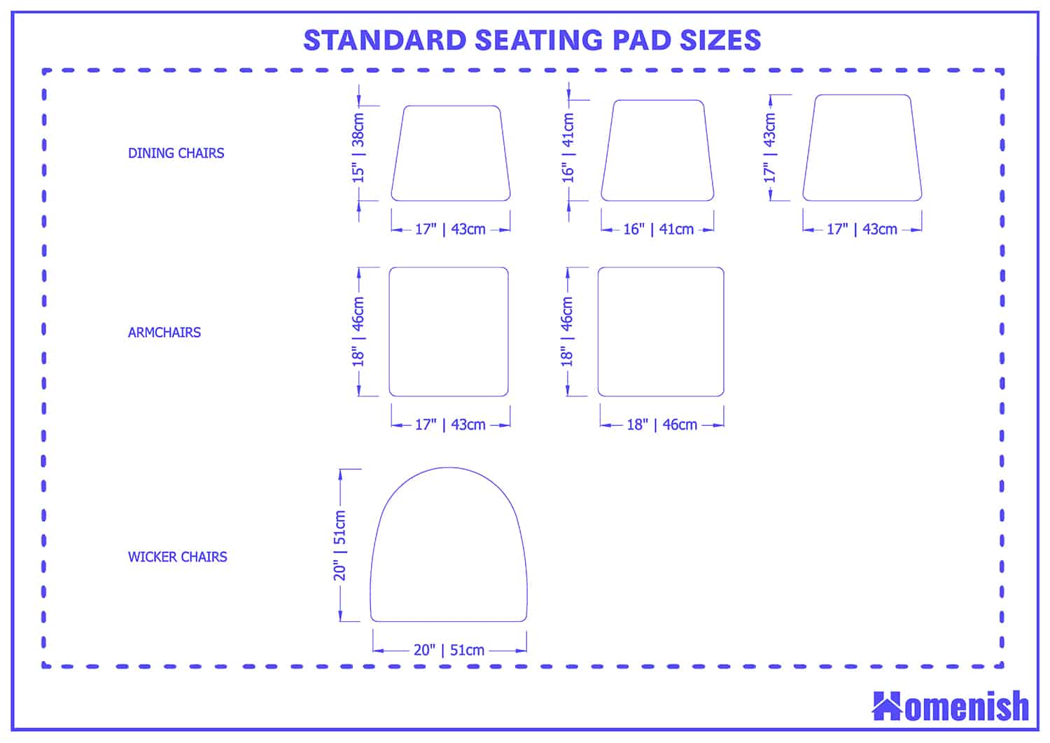 Guide to Standard Seating Pad Sizes (with 2 Drawings) - Homenish