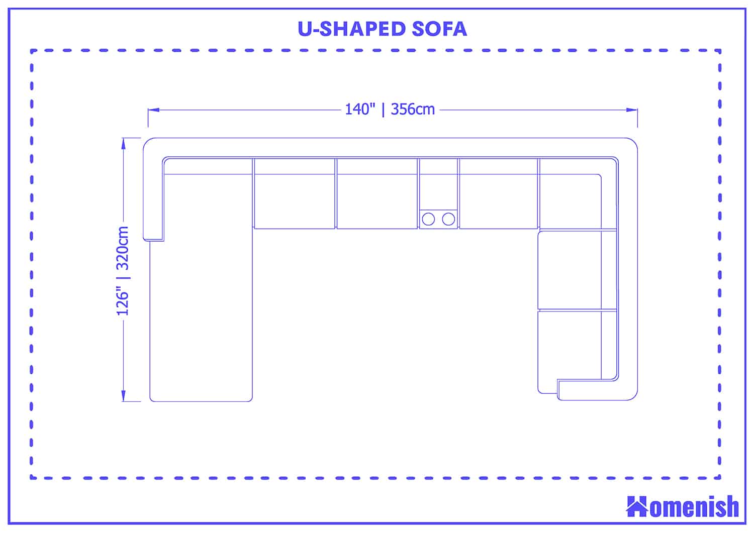 U-shaped sofa size