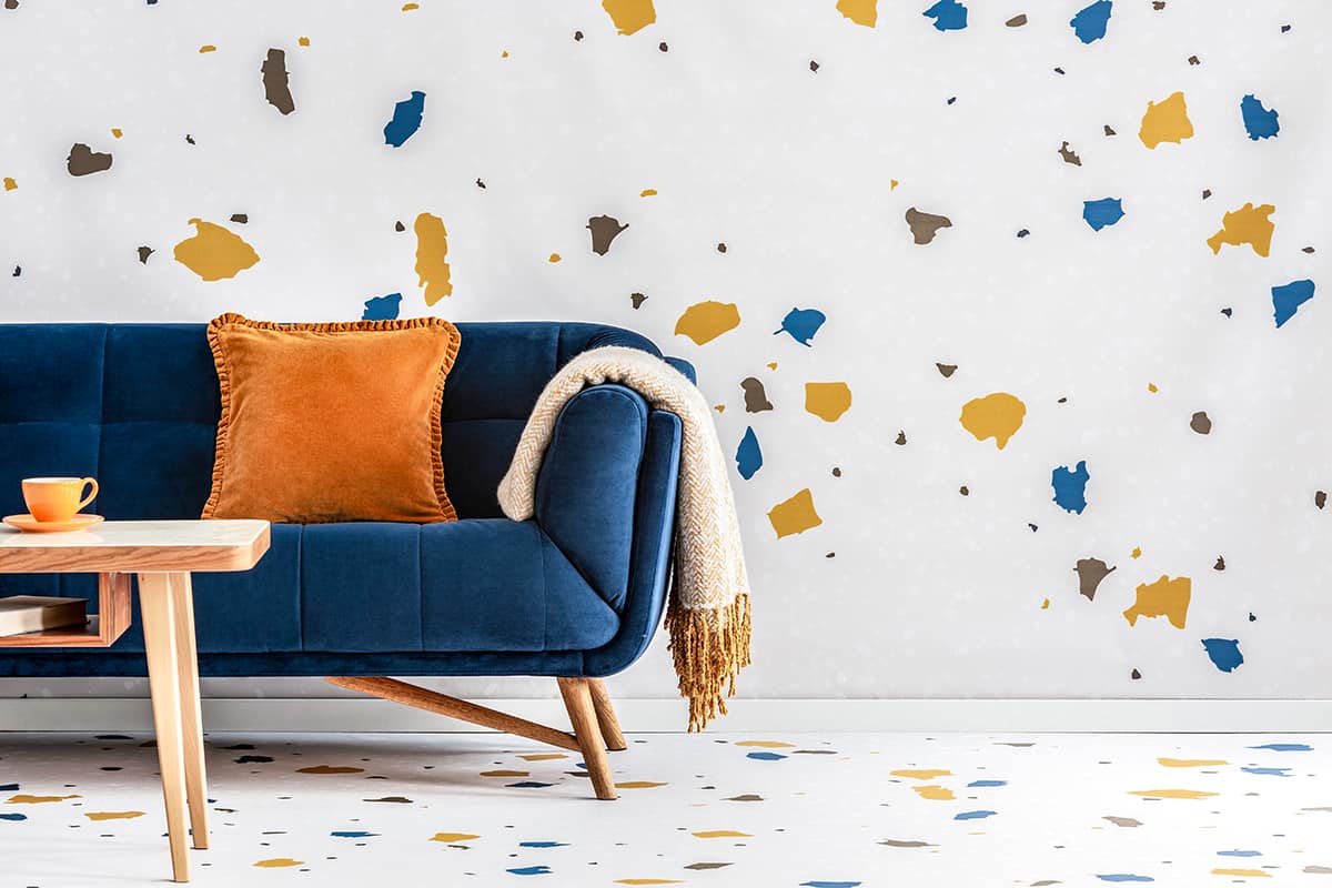 Burnt Orange Blue couch