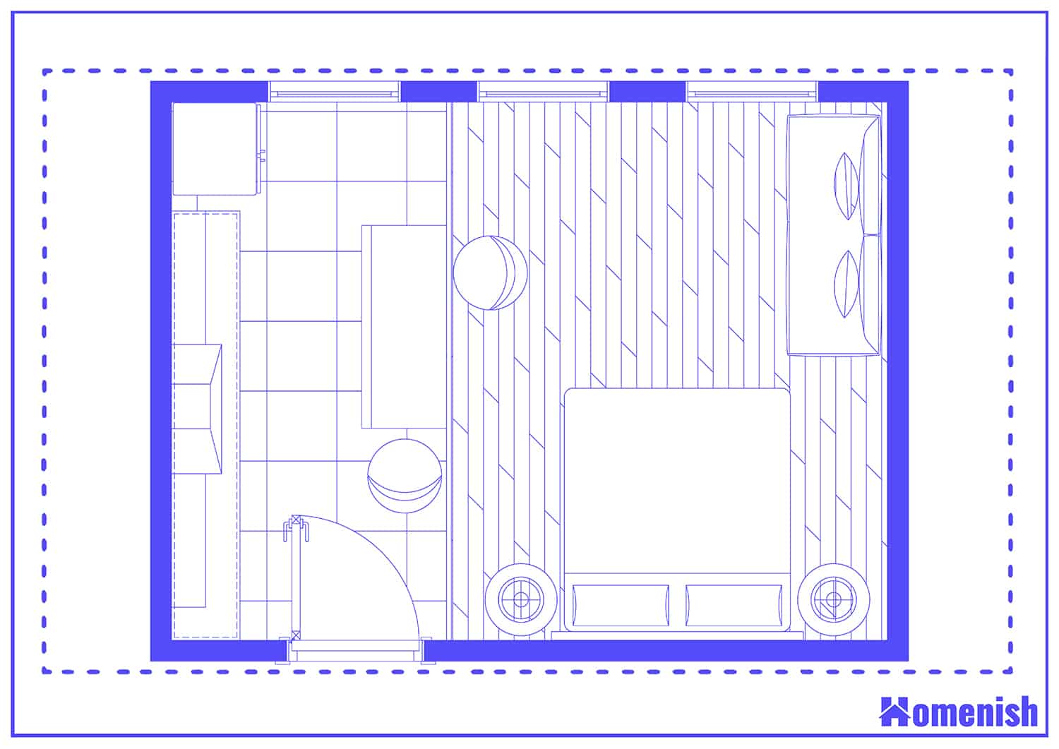 Compact Studio Apartment Layout