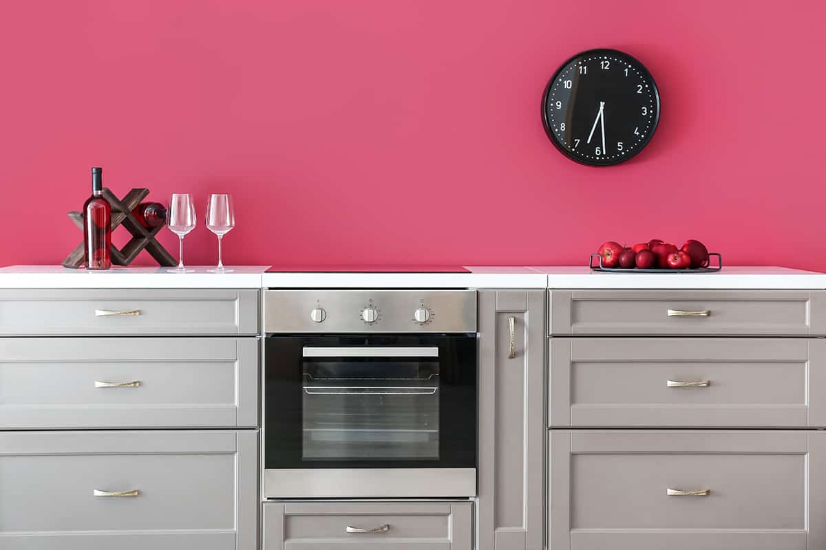 Coral Pink Gray Cabinet