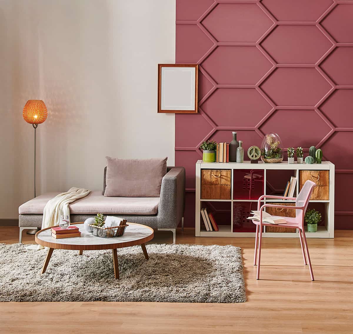 Coral Pink gray furniture