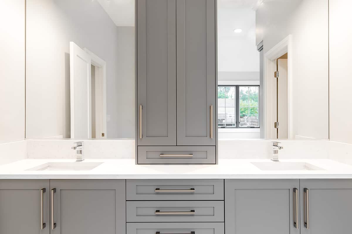 Light gray bathroom cabinet