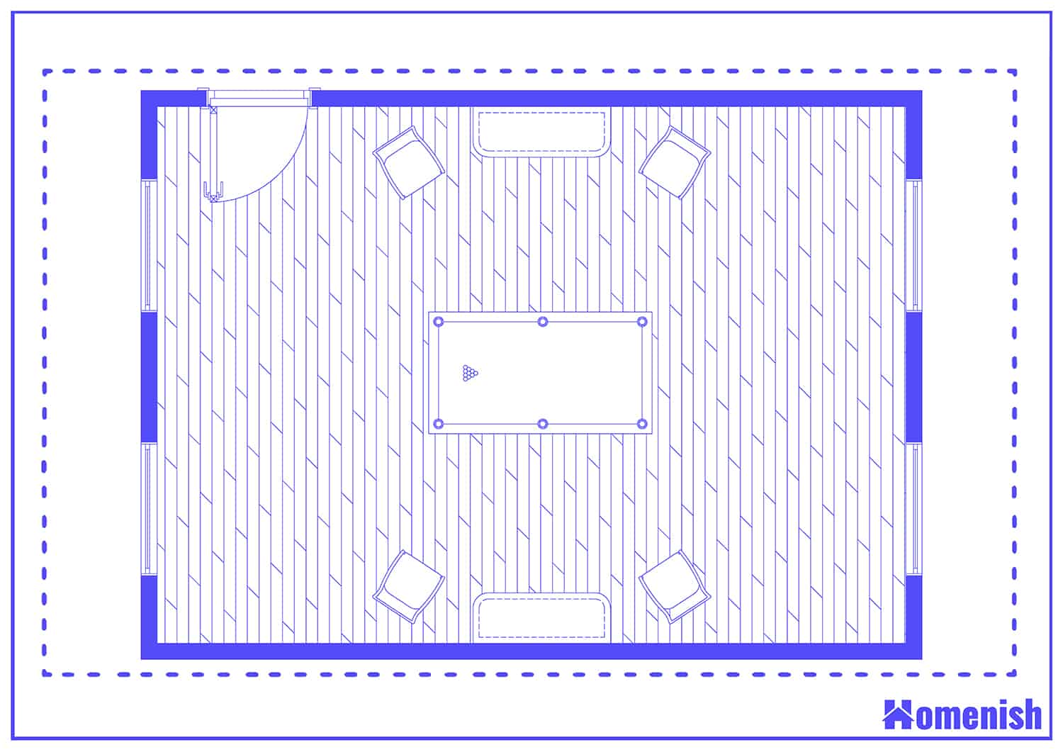 Luxury Traditional Billiards Room Floor Plan