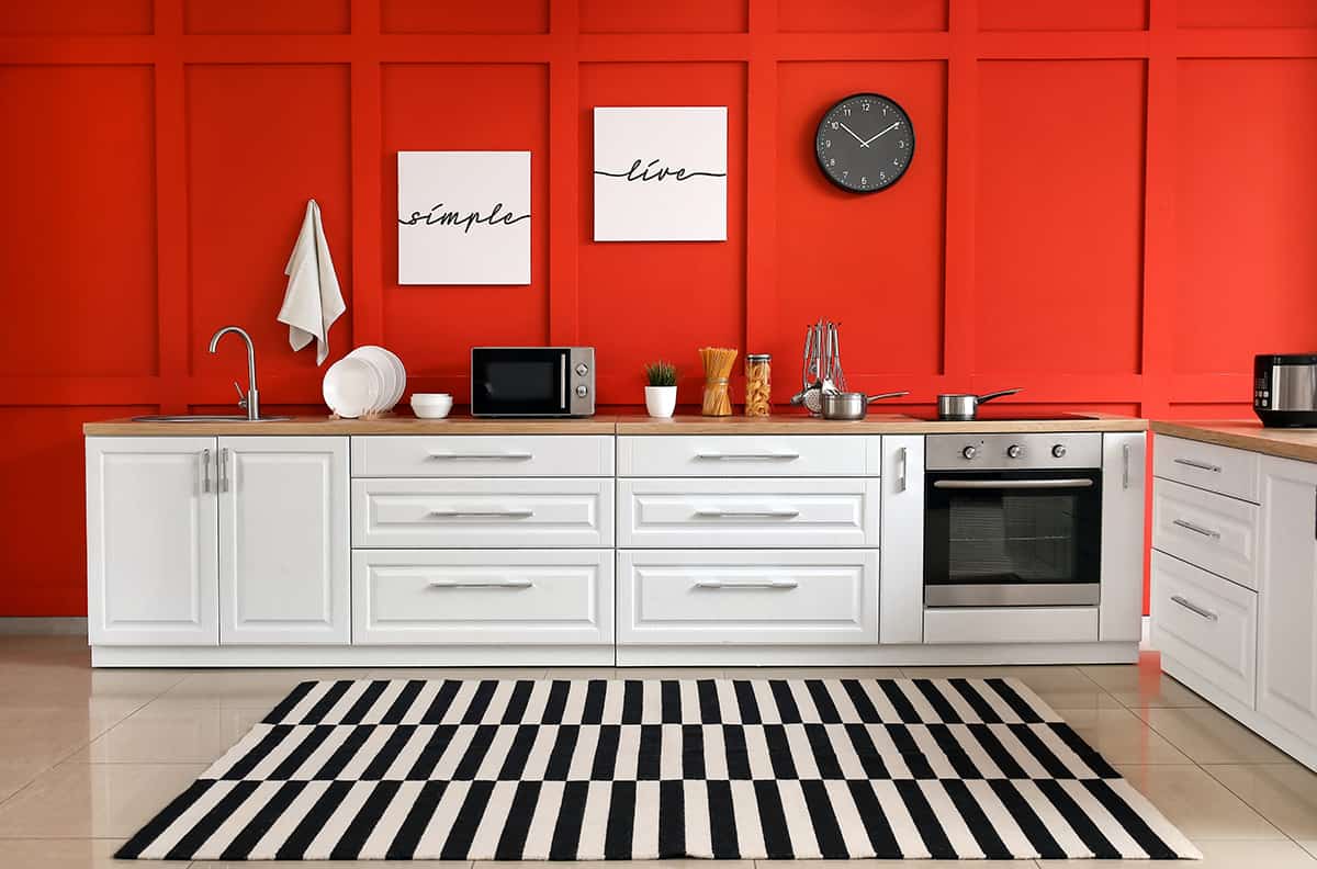 Red Cream Cabinets