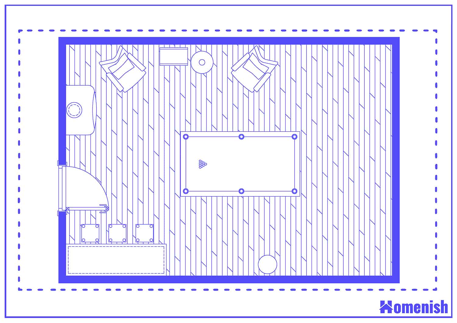 Rustic Attic Pool Room Floor Plan