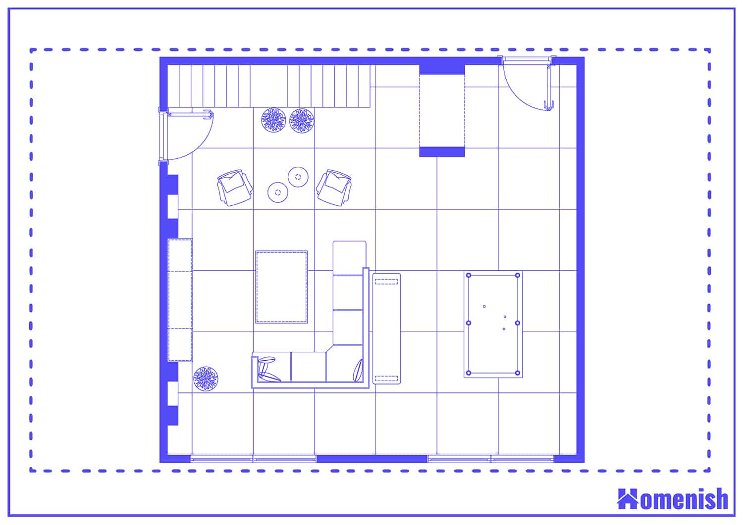 Sectioned Entertainment Room Layout