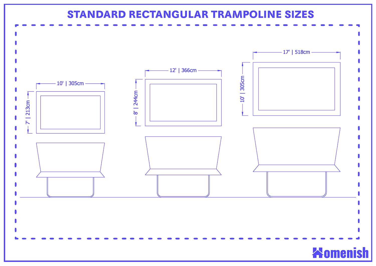 Standard Rectangular Trampoline Sizes