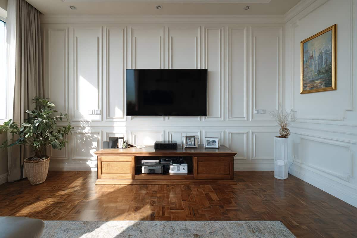 Add A Paneled Wainscot Accent Only On The TV Wall