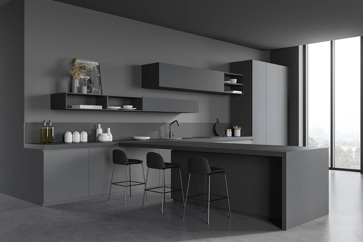 All Gray Gray Kitchen wall