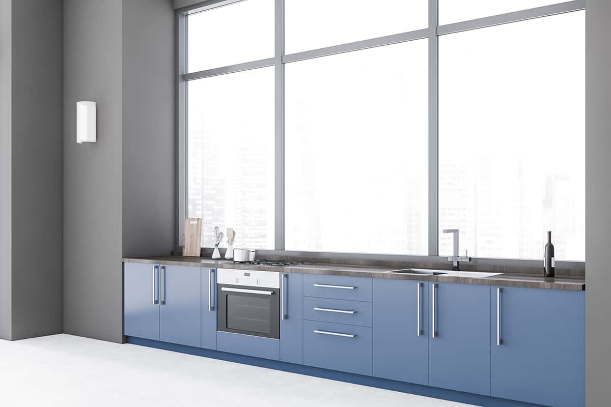 Bold Blue Gray kitchen wall