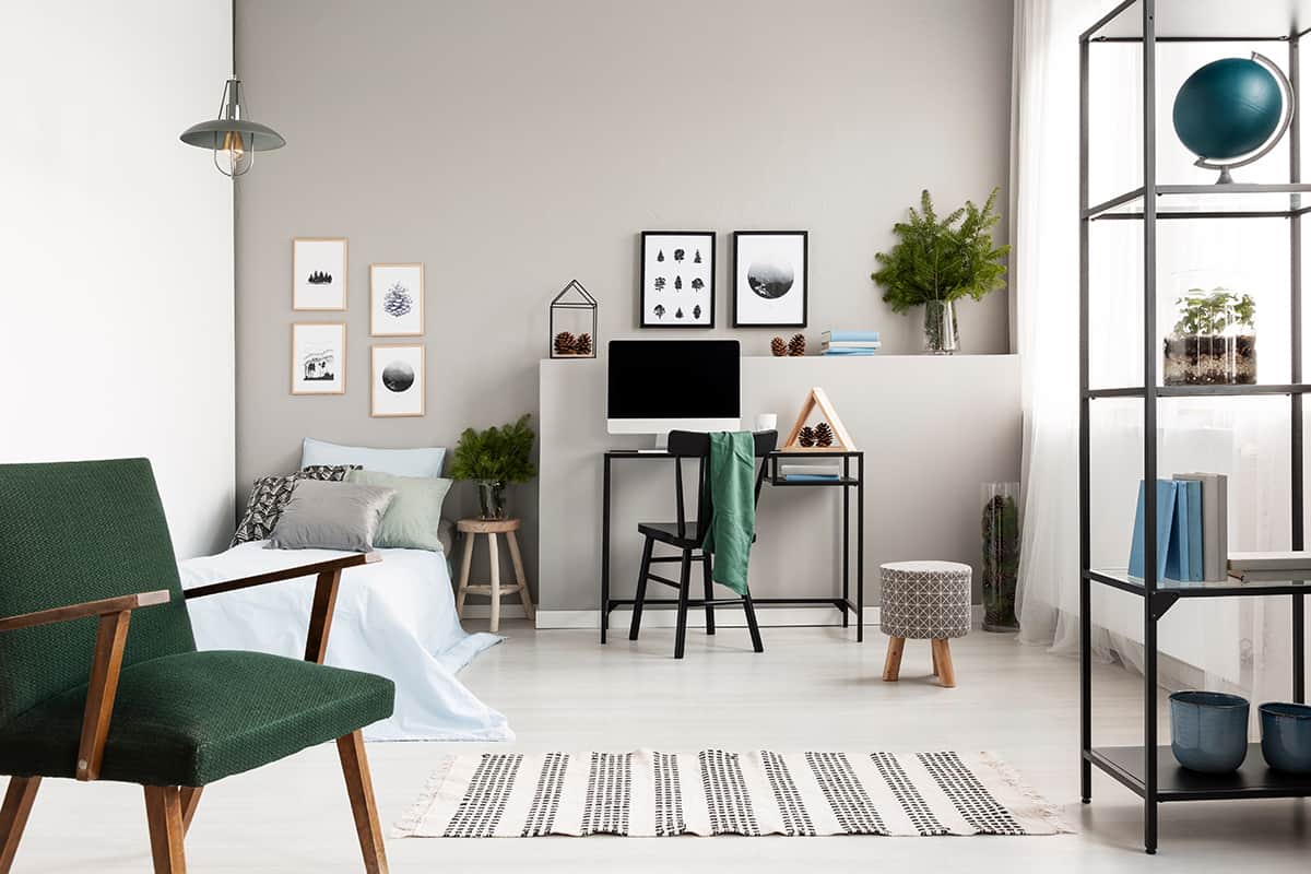 Forest Green and Light Gray Walls