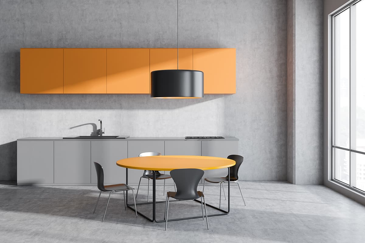 Orange Gray kitchen wall
