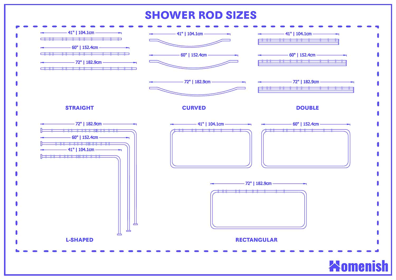 Shower rod sizes