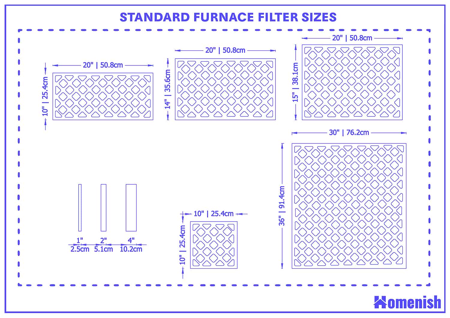 Standard furnace filter sizes