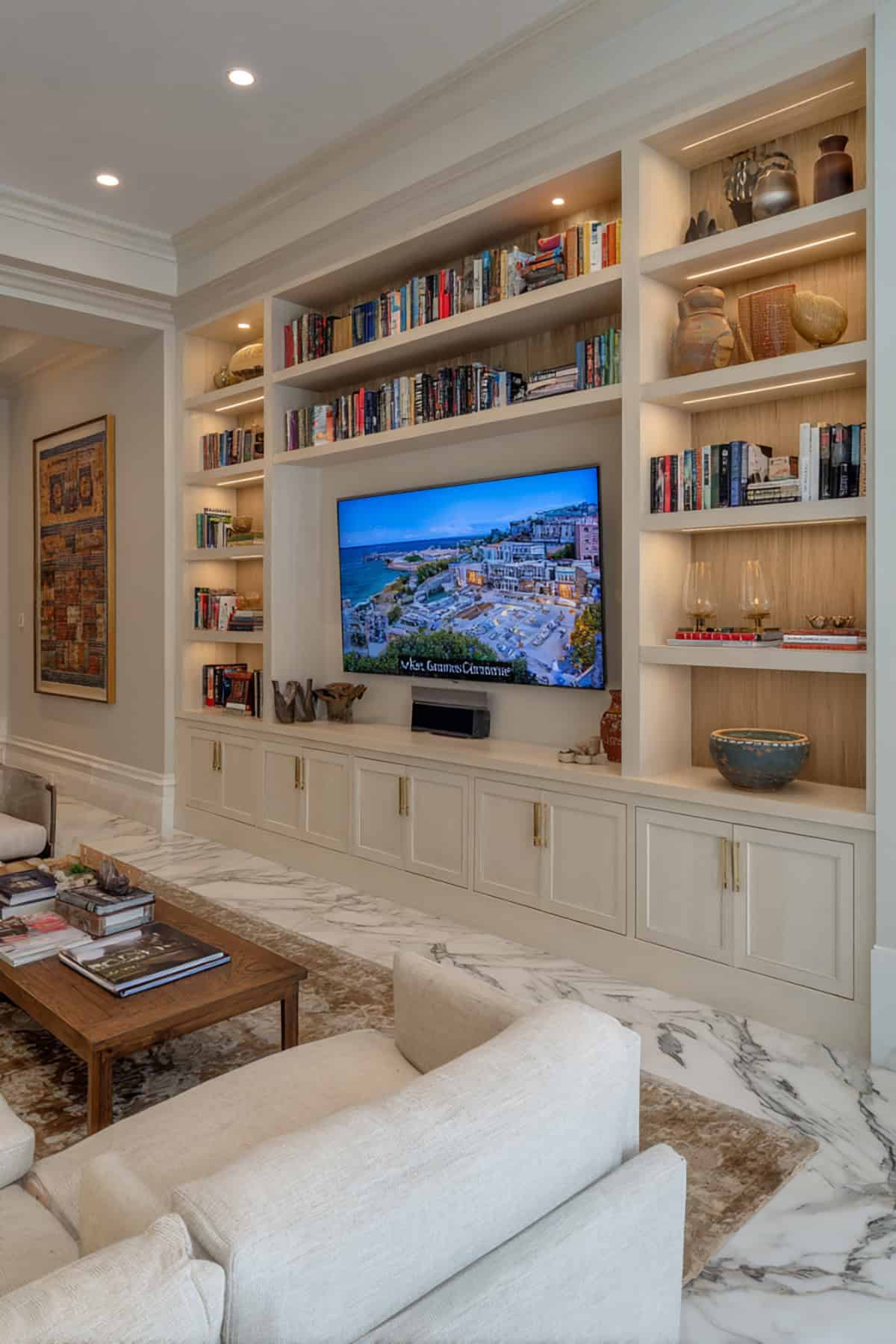Surround the TV with Built in Shelves
