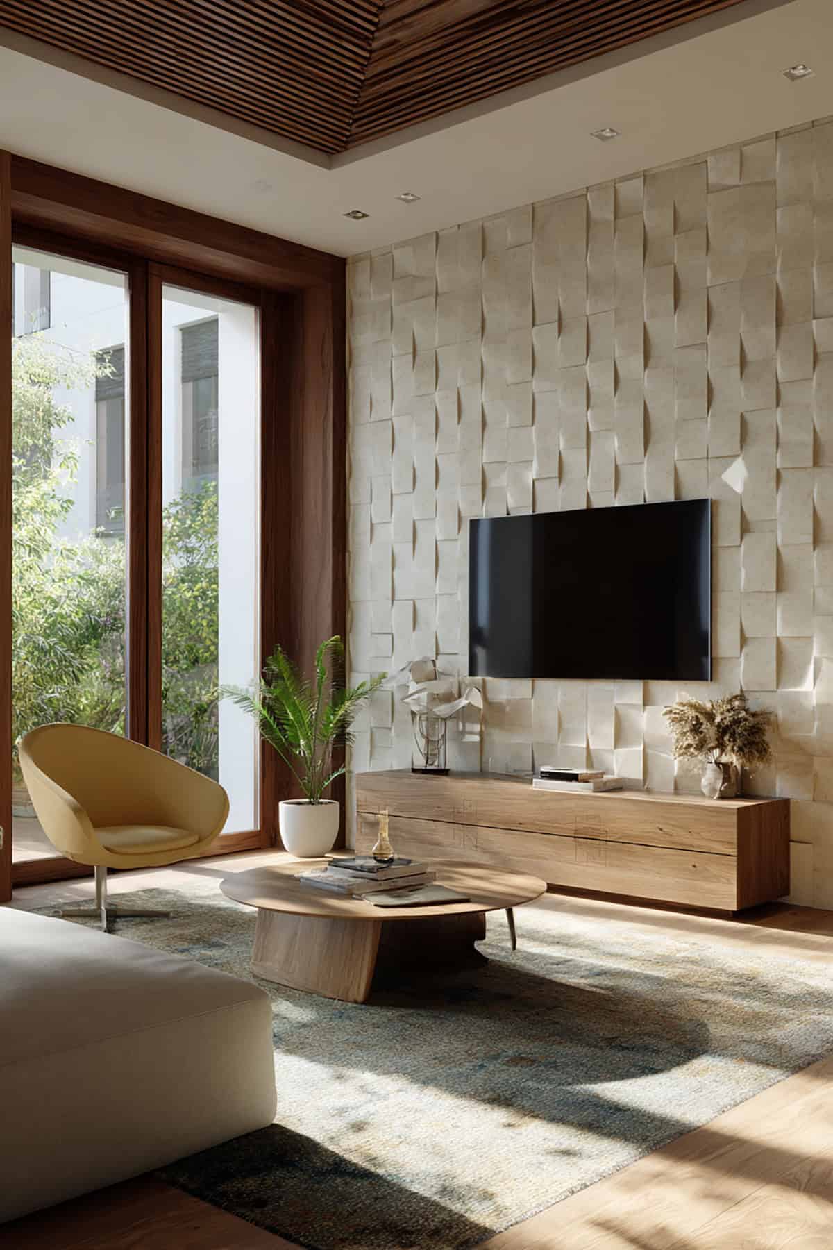 Use Ceramic 3D Wall Discs Above The TV