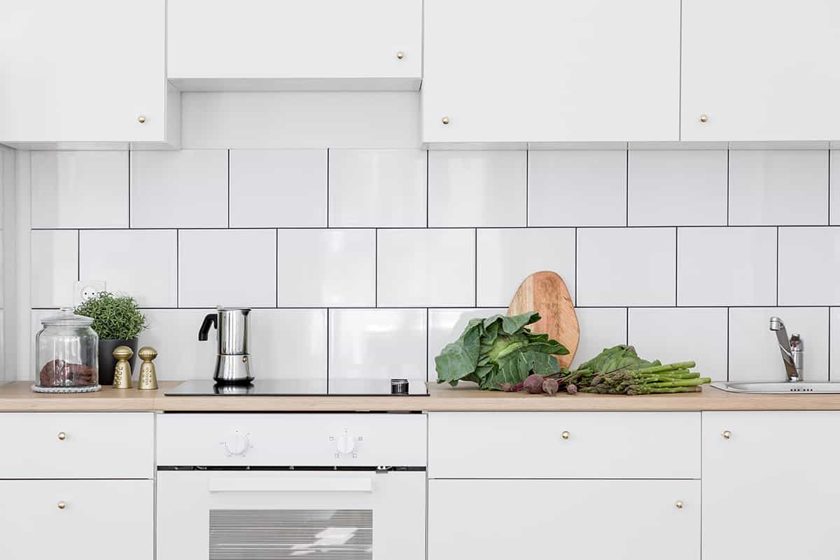 White Tile with Gray Grout