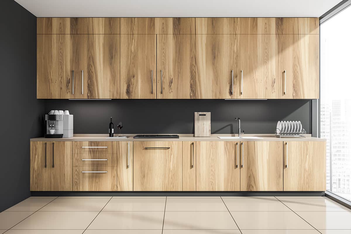 Wood Tones Gray Kitchen wall