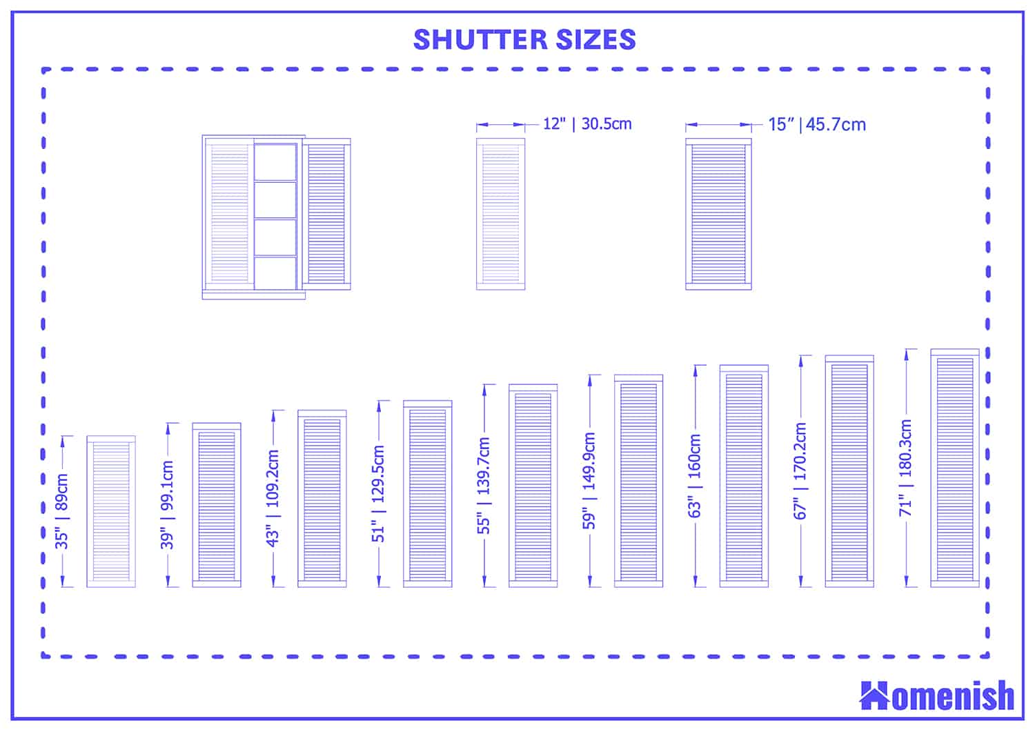 Shutter sizes