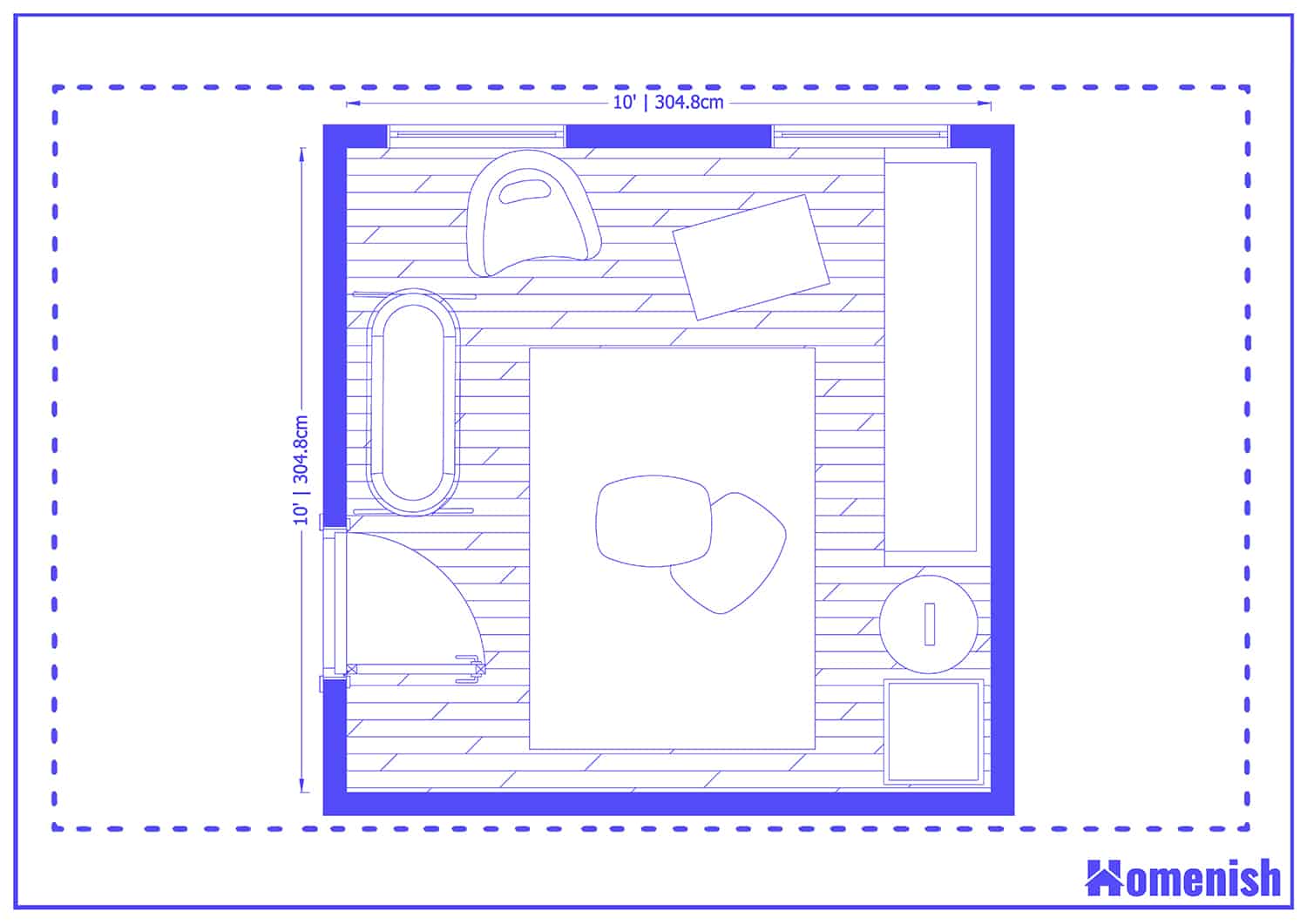 Spacious 10 x 10 Floor Plan